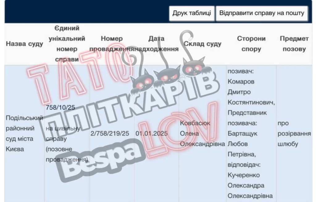 Комаров розлучається зі своєю моделлю: у мережі з’явилися документи 3 Комаров розлучається зі своєю моделлю: у мережі з’явилися документи