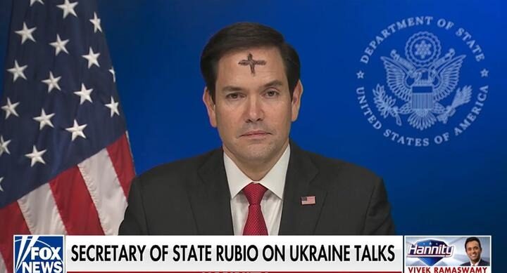 Не фотошоп: госсекретарь США появился в эфире ТВ с крестом на лбу ➤ Prozoro.net.ua