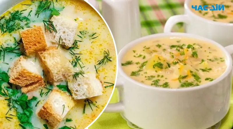 Ароматный суп с копченой курицей и плавленым сыром