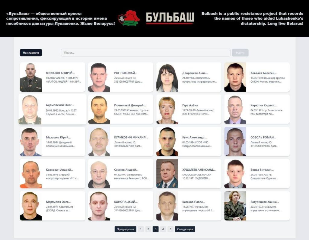 Белорусы создали «доску позора» с именами сообщников Лукашенко