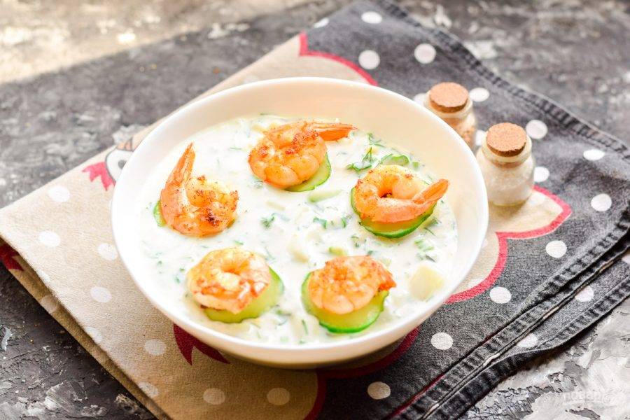 Окрошка с креветками: рецепт холодного и вкусного супа ➤ Prozoro.net.ua
