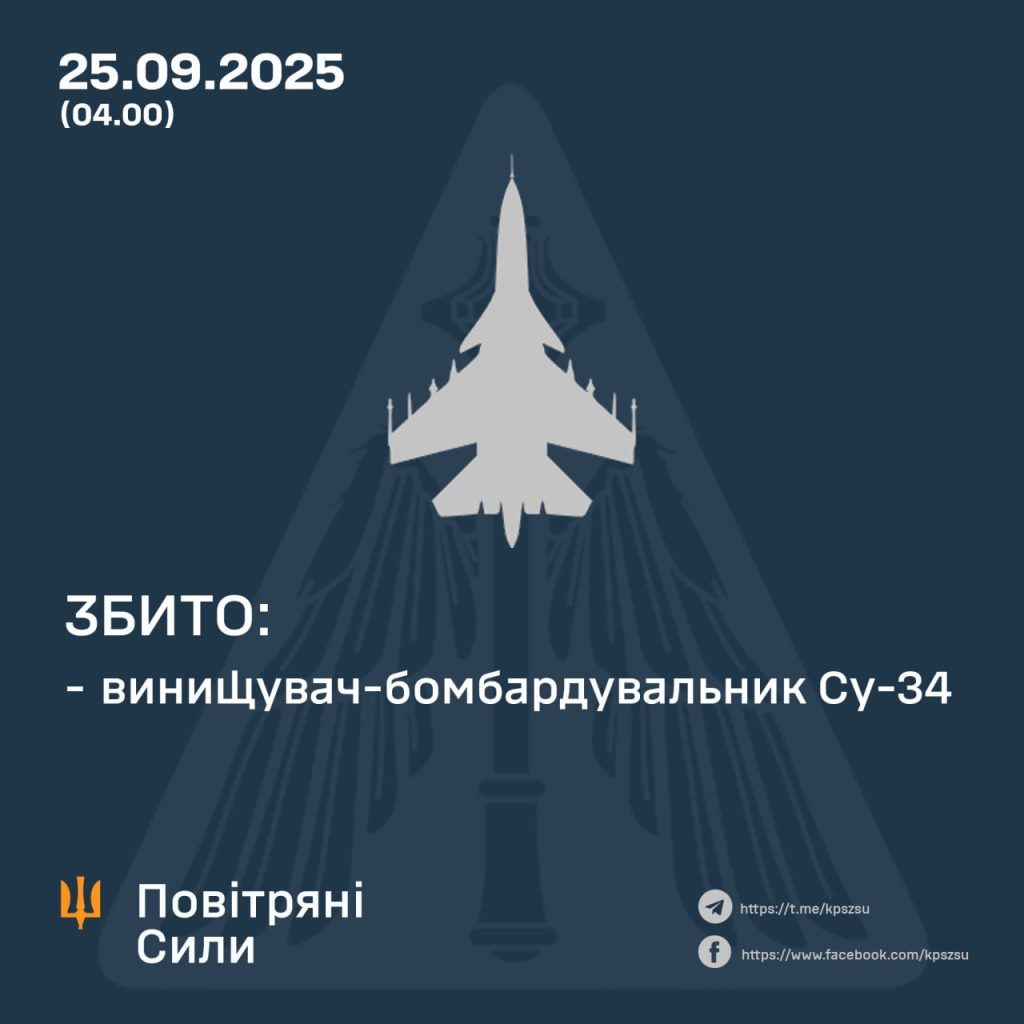 Знищено російський Су-34, який КАБами атакував Запоріжжя 