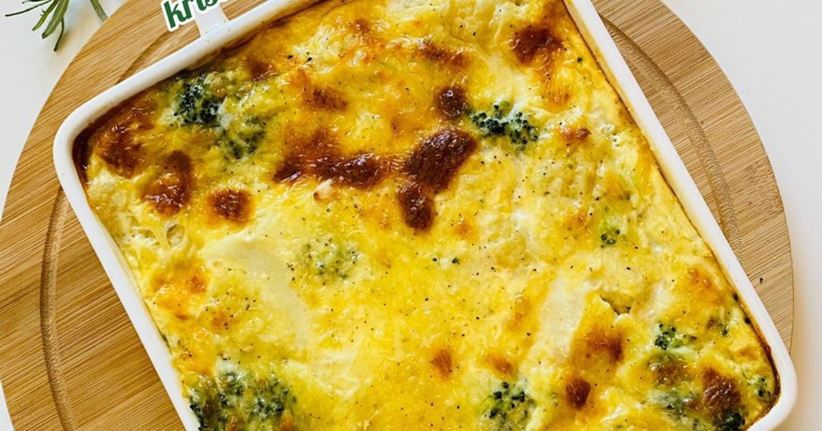 Заливной пирог с брокколи и цветной капустой
