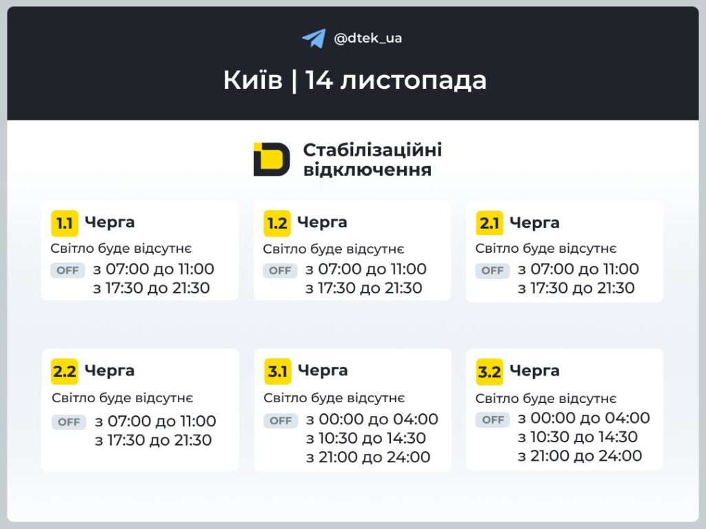 Хто буде без світла: оновлені графіки на 14 листопада 4 Хто буде без світла: оновлені графіки на 14 листопада