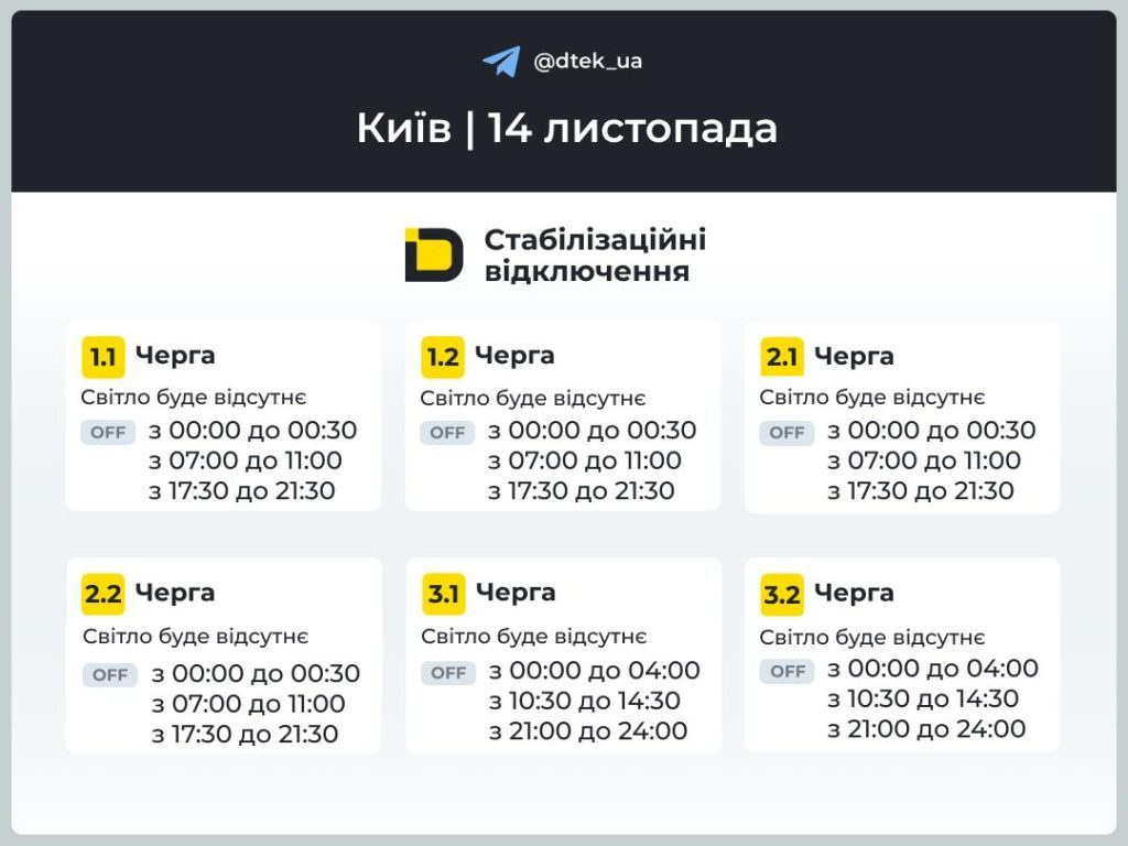 Кто будет без света: обновленные графики на 14 ноября 4 Кто будет без света: обновленные графики на 14 ноября