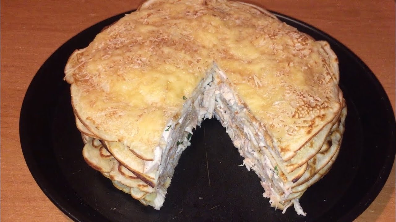 Торт из блинов с плавленым сыром