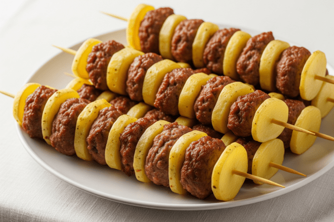 Картопляні шашлики з м`ясом