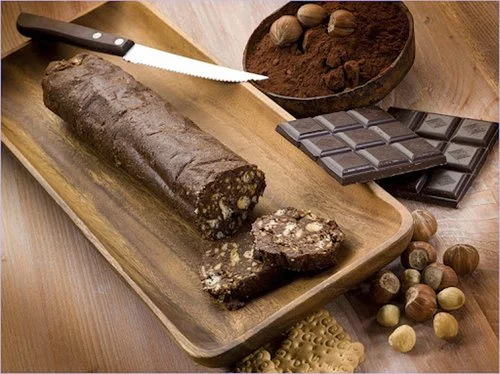Шоколадная колбаска без печенья и масла
