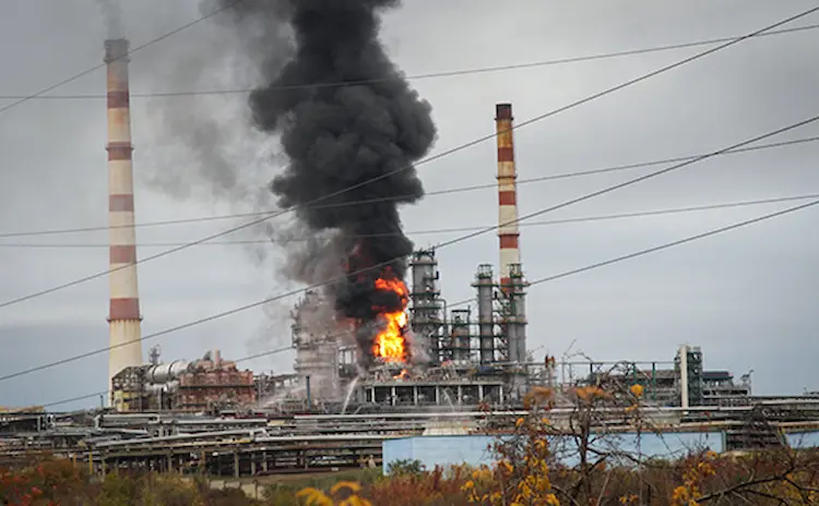 В российском Саратове после взрывов загорелся нефтеперерабатывающий завод (фото) ➤ Prozoro.net.ua
