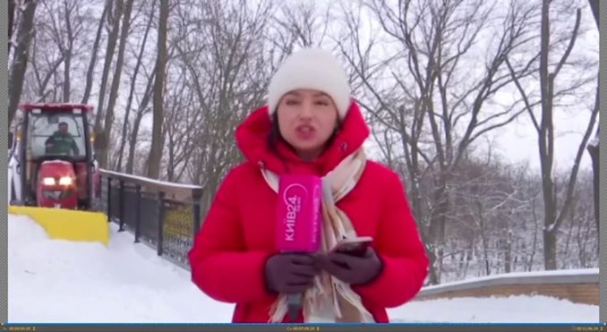 Журналістку в Києві засипало снігом просто посеред ефіру (відео)