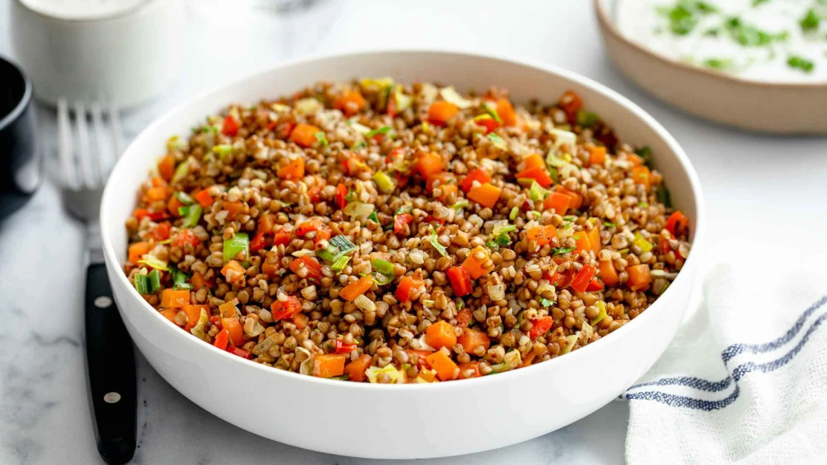 Рассыпчатая гречка с овощами и пряностями