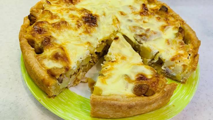 Картофельный киш с куриным филе, пореем и чедером ➤ Prozoro.net.ua