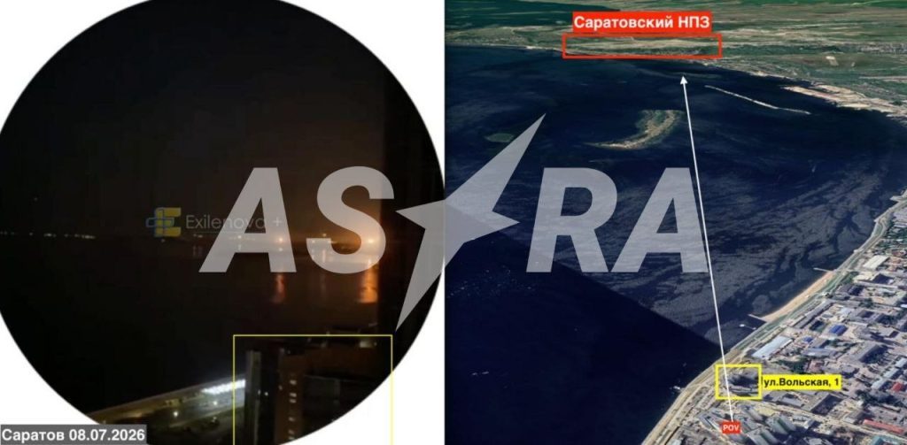 В российском Саратове после взрывов загорелся нефтеперерабатывающий завод (фото)